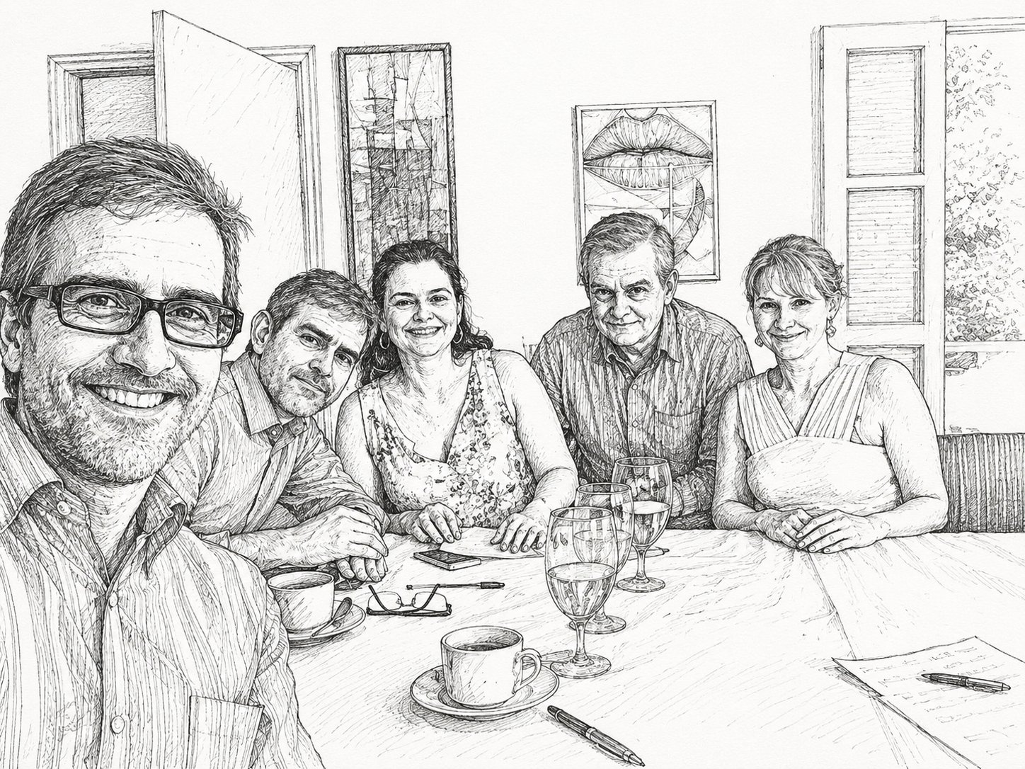 Carlos A. Chiari (Cao) con sus cuatro hijos: Nando, Carlos, Liza y Katia